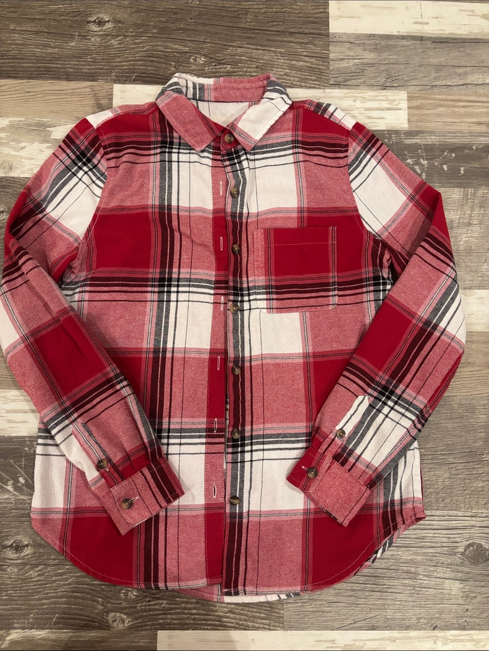Women Aeropostale Red & White Plaid Button-Down Shirt